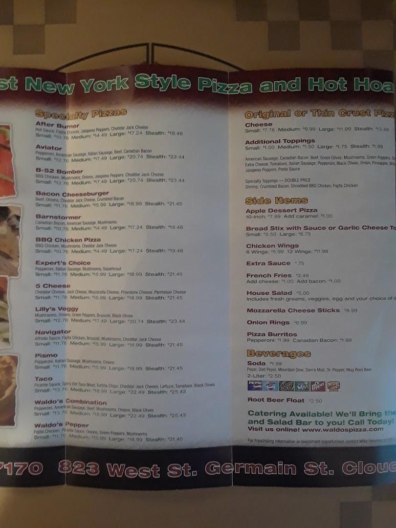 Waldo's Pizza Menu image 1